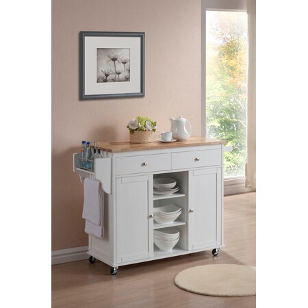 Baxton Studio Meryland White Modern Kitchen Island Cart 66-5408